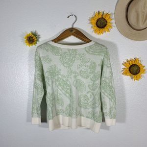 LOFT Paisley 3/4 Sleeved Knit Sweater Size Small Womens